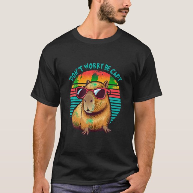 Funny Capybara Vintage Retro Don t Worry Be Capy L T-Shirt (Front)