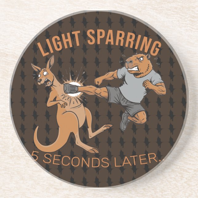Funny Capybara vs Kangaroo Light Sparring MMA Meme Coaster (Front)