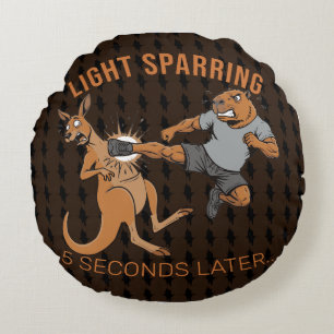 Funny Capybara vs Kangaroo Light Sparring MMA Meme Round Cushion