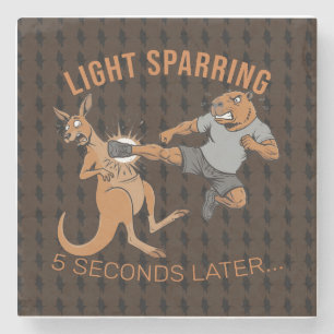 Funny Capybara vs Kangaroo Light Sparring MMA Meme Stone Coaster