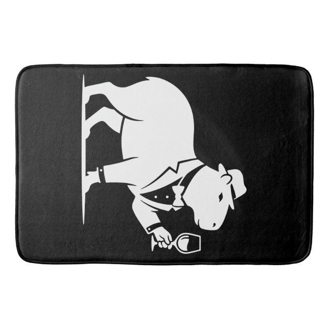 Funny Capybara Wineglass Minimalist Modern Bath Mat (Front)