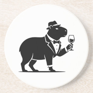 Funny Capybara Wineglass Minimalist Modern Coaster