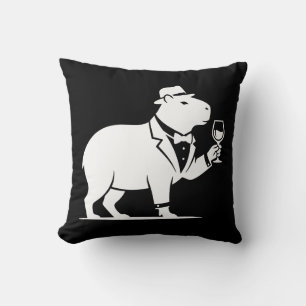 Funny Capybara Wineglass Minimalist Modern Cushion
