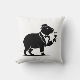 Funny Capybara Wineglass Minimalist Modern Cushion