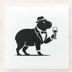 Funny Capybara Wineglass Minimalist Modern Glass Coaster