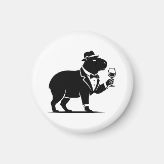 Funny Capybara Wineglass Minimalist Modern Magnet