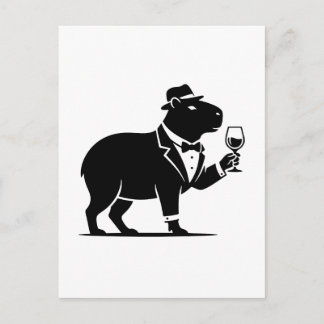 Funny Capybara Wineglass Minimalist Modern Postcard