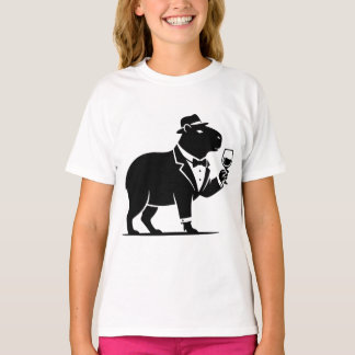 Funny Capybara Wineglass Minimalist Modern T-Shirt