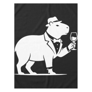 Funny Capybara Wineglass Minimalist Modern Tablecloth