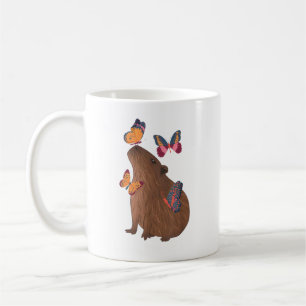 Funny Capybara with Butterfly – Cute Rodent Animal Coffee Mug