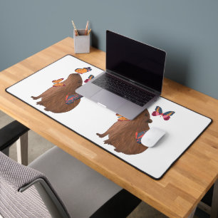 Funny Capybara with Butterfly – Cute Rodent Animal Desk Mat