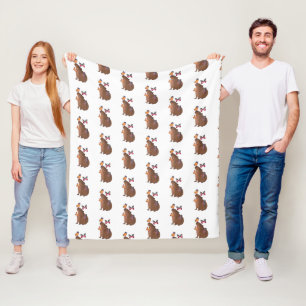 Funny Capybara with Butterfly – Cute Rodent Animal Fleece Blanket
