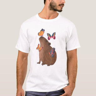 Funny Capybara with Butterfly – Cute Rodent Animal T-Shirt