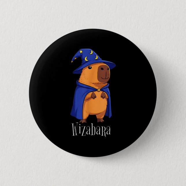 Funny Capybara Wizard Costume Wizabara Graphic Kid 6 Cm Round Badge (Front)