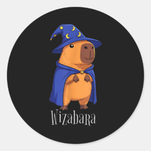 Funny Capybara Wizard Costume Wizabara Graphic Kid Classic Round Sticker