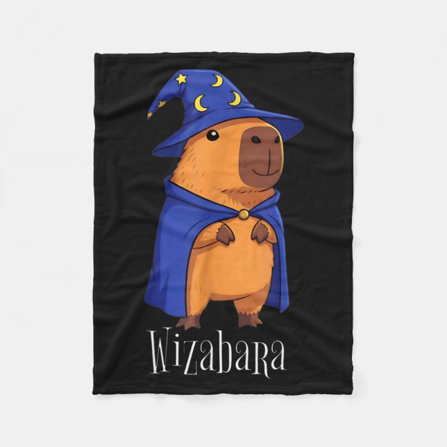 Funny Capybara Wizard Costume Wizabara Graphic Kid Fleece Blanket (Front)