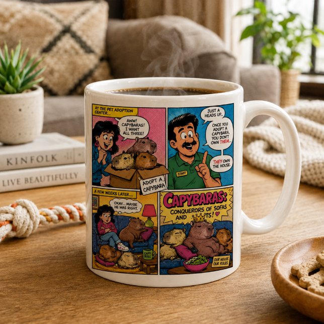 Funny Capybaras Conquerors Of Sofas Comic Coffee Mug (Creator Uploaded)