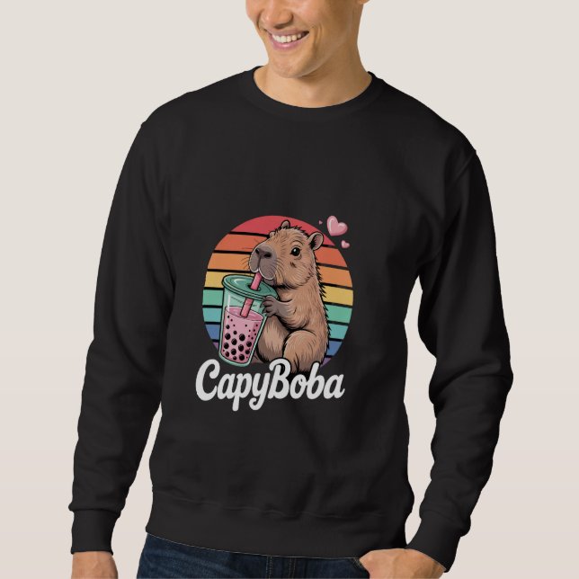 Funny Capyboba Capybara Boba Tea Sweatshirt (Front)
