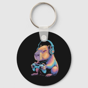 Funny Capyra Gaming Video Gamer Capyra Key Ring