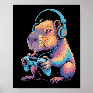 Funny Capyra Gaming Video Gamer Capyra Poster