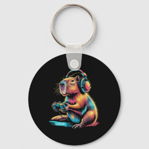 Funny Capyra Video Gamer Capyra Key Ring