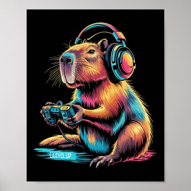 Funny Capyra Video Gamer Capyra  Poster (Front)