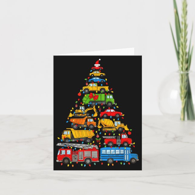 Funny Car Christmas Tree Xmas Light Boys Kids Todd Card (Front)