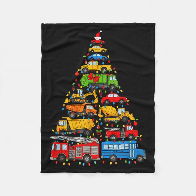 Funny Car Christmas Tree Xmas Light Boys Kids Todd Fleece Blanket (Front)