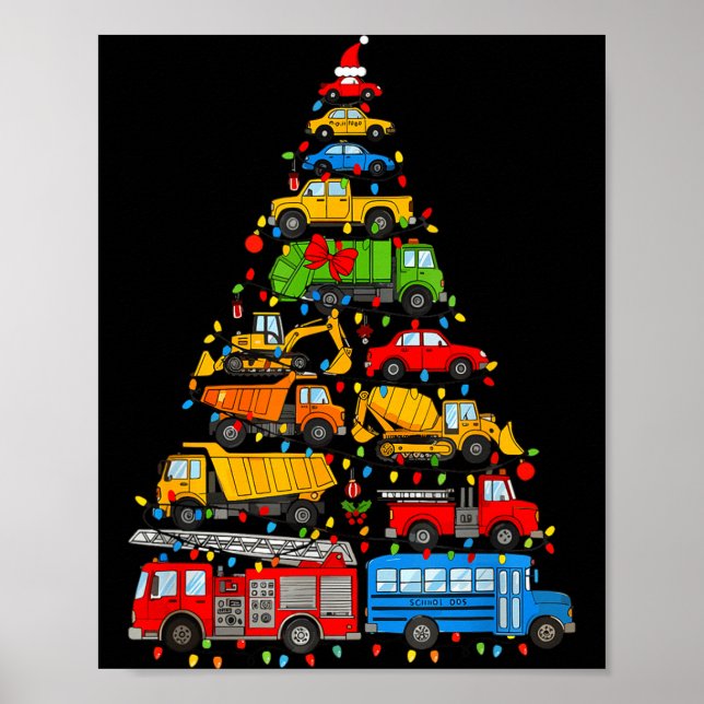 Funny Car Christmas Tree Xmas Light Boys Kids Todd Poster (Front)