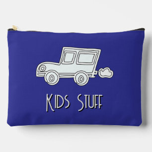 Funny Car Kids Stuff Blue Accessory Pouch