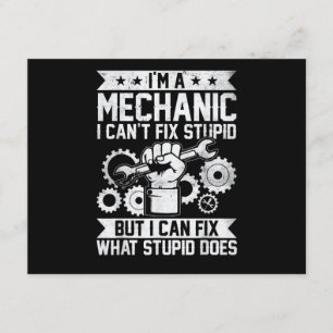 Funny Car Mechanic Engineer Men Women Kids Auto Me Enclosure Card