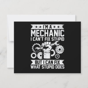 Funny Car Mechanic Engineer Men Women Kids Auto Me Invitation