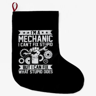 Funny Car Mechanic Engineer Men Women Kids Auto Me Large Christmas Stocking