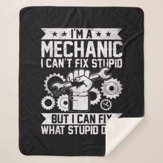 Funny Car Mechanic Engineer Men Women Kids Auto Me Sherpa Blanket