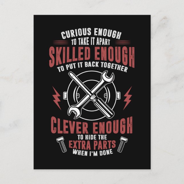 Funny Car Mechanics Quote Repairman Postcard (Front)