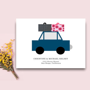 Funny Car New Home Address Announcement Postcard