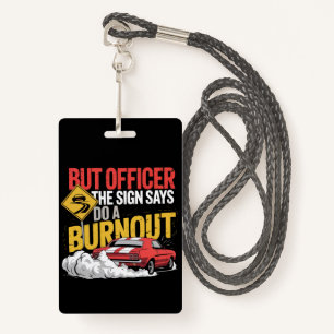 Funny Car Racing Burnout Drag Racing Muscle Car  ID Badge