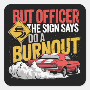Funny Car Racing Burnout Drag Racing Muscle Car Square Sticker