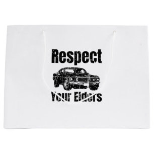 Funny Car - Vintage Respect Your Elders Classic Mu Large Gift Bag