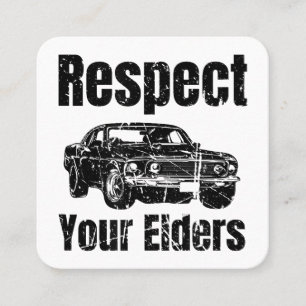 Funny Car - Vintage Respect Your Elders Classic Mu Square Business Card