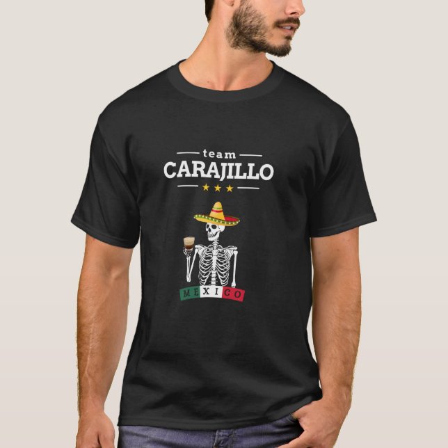 Funny Carajillo Spanish Coffee Drink Skeleton In A T-Shirt (Front)