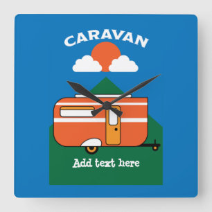 Funny Caravan Accessories Camping Caravaner Square Wall Clock