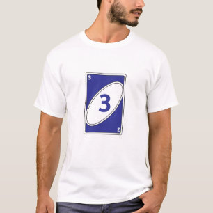Funny Card Game T-Shirt Blue Number 3 Card