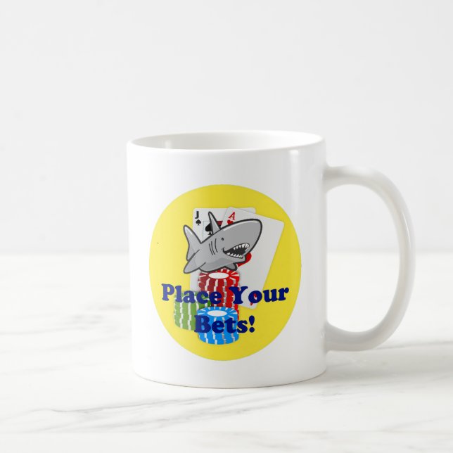 Funny Card Shark Gambling Cartoon with Poker Chips Coffee Mug (Right)