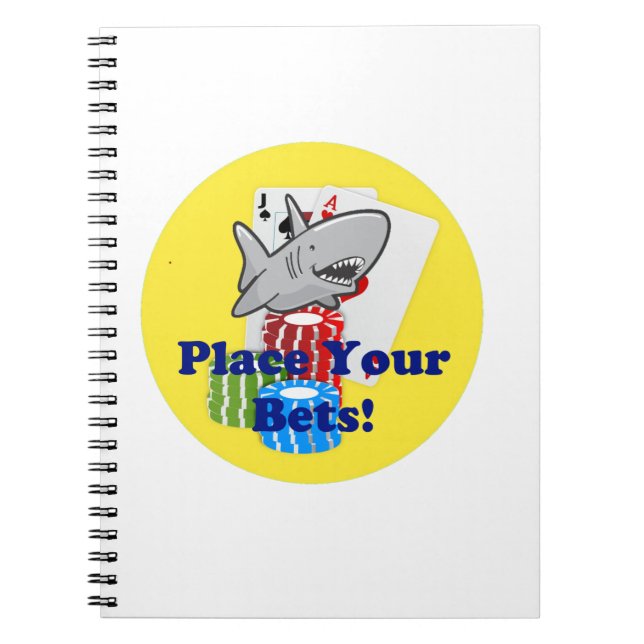 Funny Card Shark Gambling Cartoon with Poker Chips Notebook (Front)