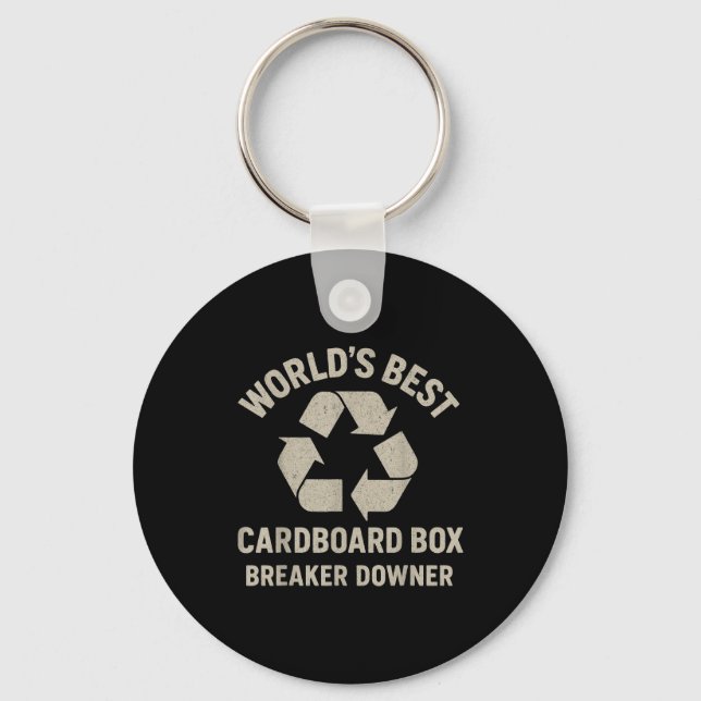 Funny Cardboard Box Breaker Downer Sarcastic Retro Key Ring (Front)