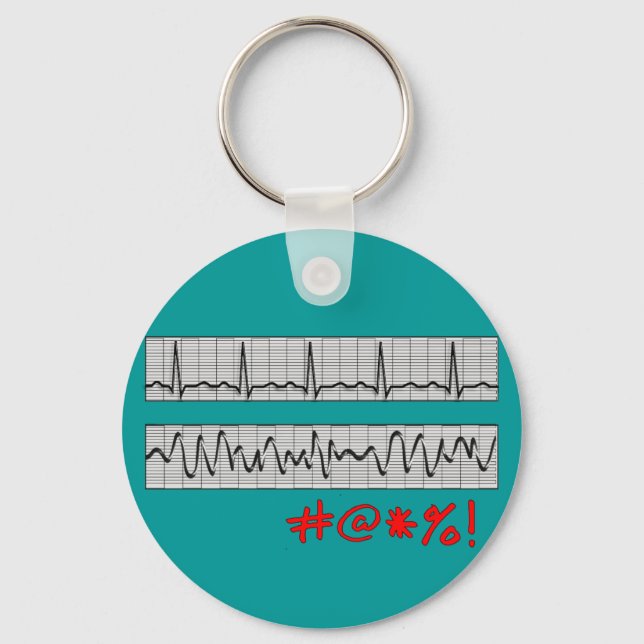 Funny Cardiac Rhythm Strip Gifts Key Ring (Front)