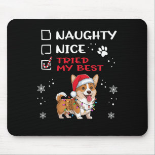 Funny Cardigan Welsh Corgi Dog Christmas Naughty N Mouse Mat