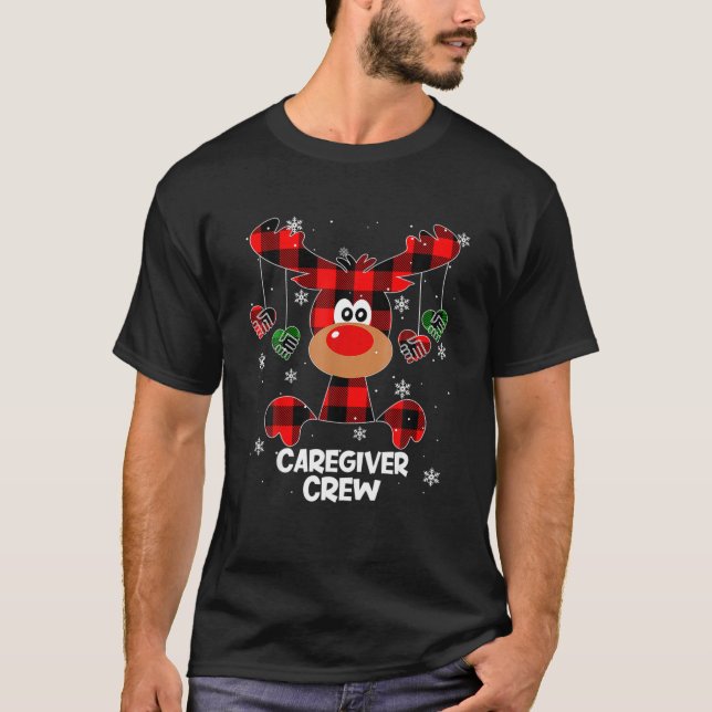 Funny Caregiver Crew Tee Reindeer Xmas Gift (Front)