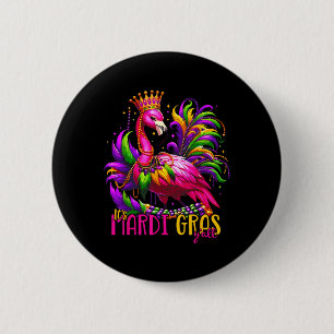 Funny Carnival Party Gift Idea Flamingo Mardi Gras 6 Cm Round Badge
